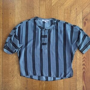 Forever 21 Blue and Black Striped Blouse